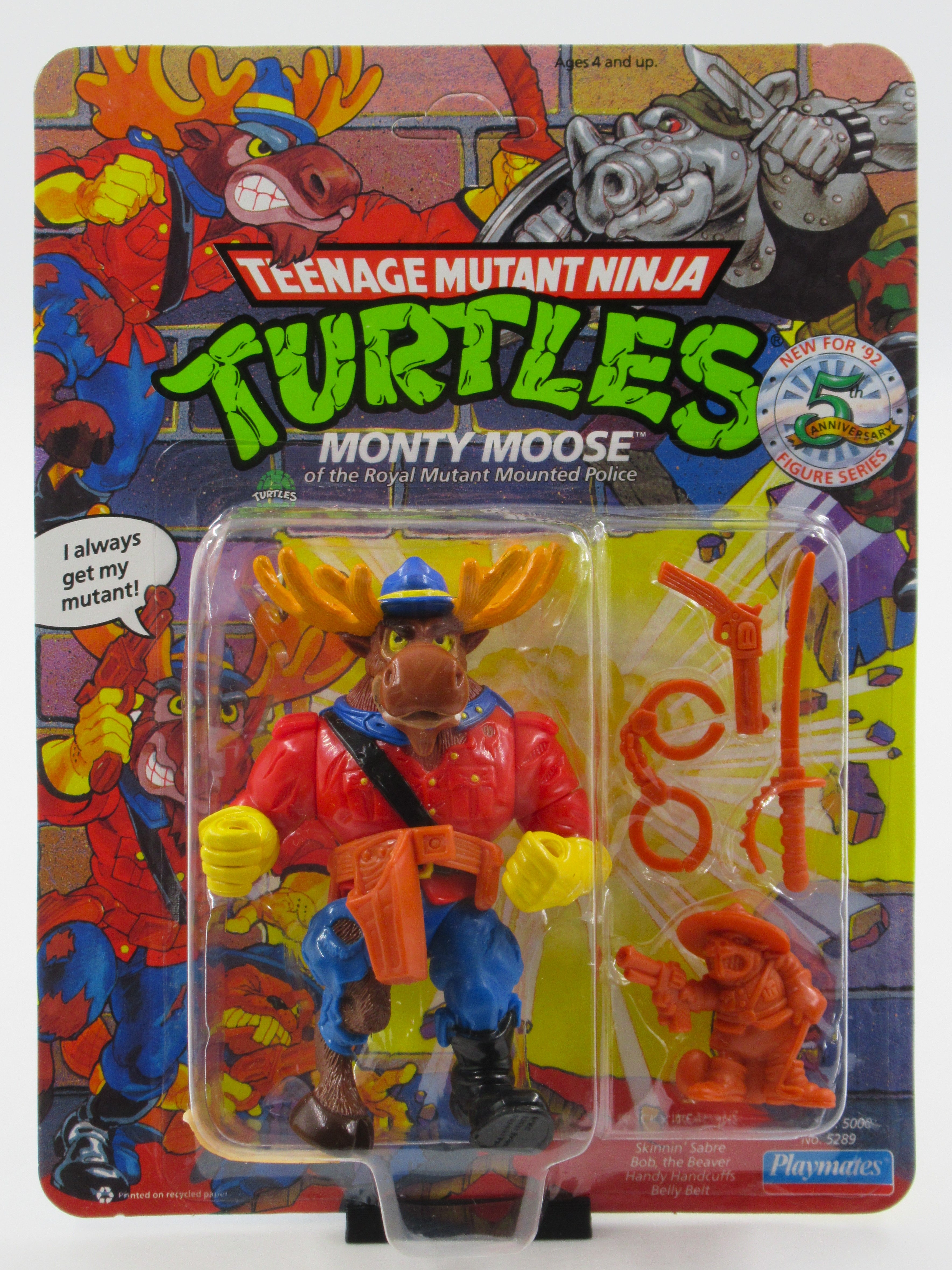 Teenage Mutant Ninja Turtles Monty Moose 4.5" Figure TMNTs - Playmates (1991)
